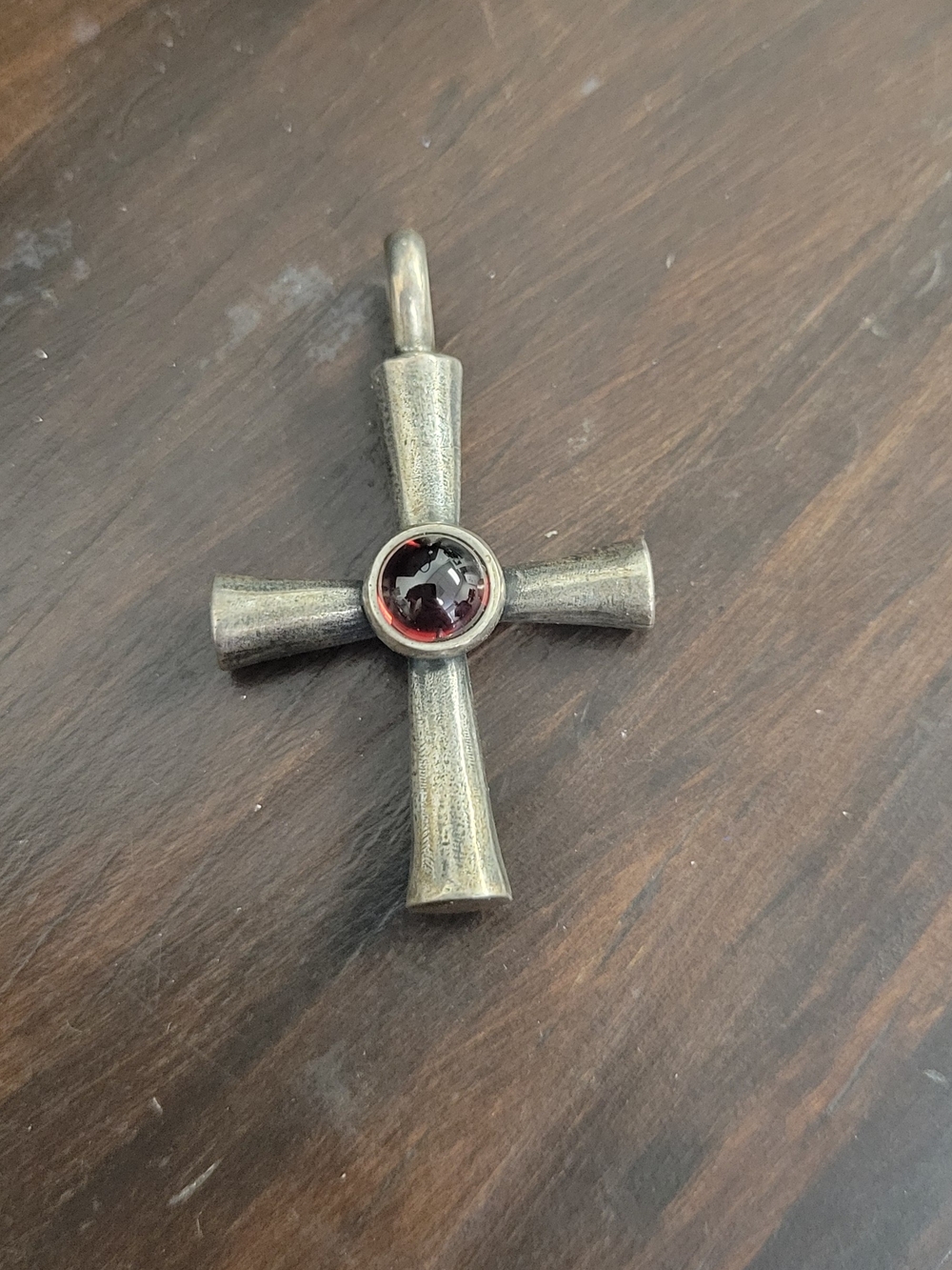 James Avery Retired Garnet Center Cross Pendant